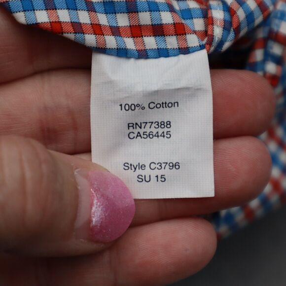 J Crew Shirt Mens Large 16 .5 Blue Red Plaid Dress Workwear Office Button Up - Picture 8 of 16